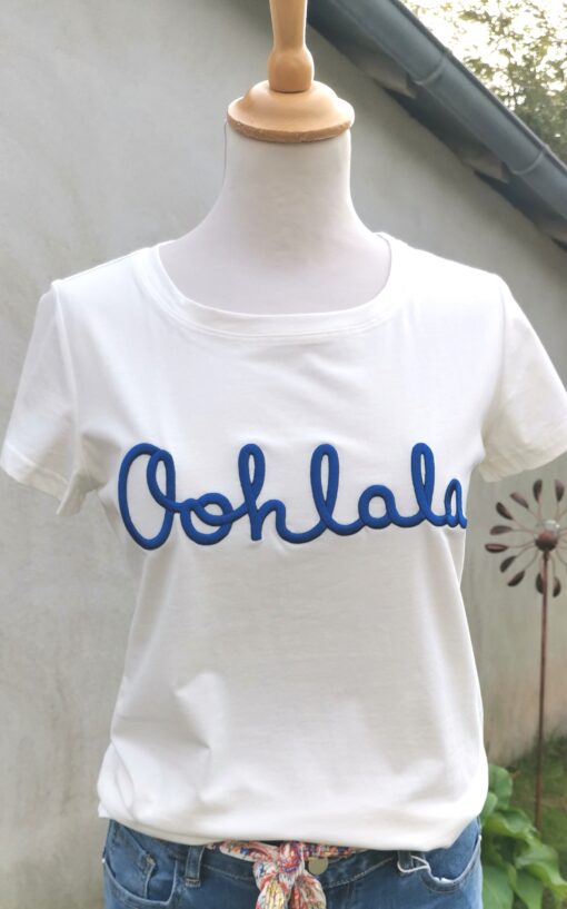 T-shirt OOHLALA blanc/bleu électrique